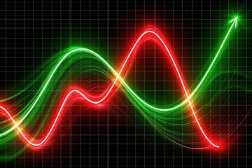 Fototapeta premium Financial stock market chart with glowing green and red trend lines