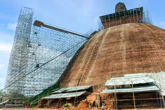 the ruins of the 3rd century Jetavanarama Dagoba at the ancient site of Anuradhapura in Sri Lanka. It was 100 metres tall and constructed using red bricks
