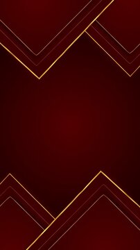 Rich ruby abstract frame combines gold lines, symmetrical arrows, center text. premium adverts, conference slides, ceremony titles, holiday messages, retail banners, logo reveals, elegant backgrounds.