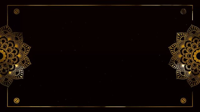 gold frame with mandala animation on black background