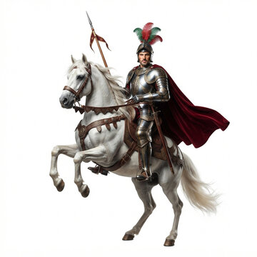 Saint George the Dragon Slayer, Armored Knight Saint on Horseback, Devotional Religious Illustration