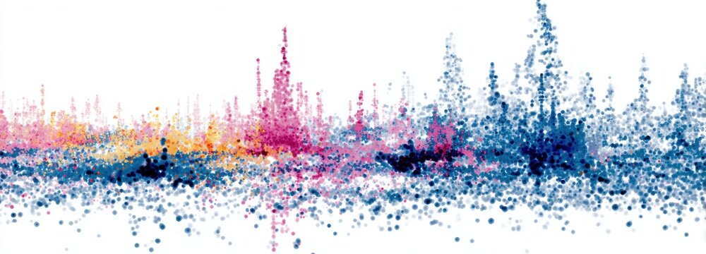 Professional laboratory visualization depicting abstract scatter plots representing flow cytometry scatter analysis