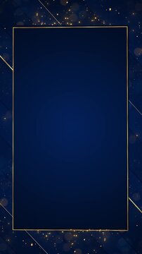 Elegant midnight frame animation gold borders, diagonal layers, glowing dust, clear central area. luxury advertisements, gala screens, business slides, festive greetings, logo reveals, polished intro.