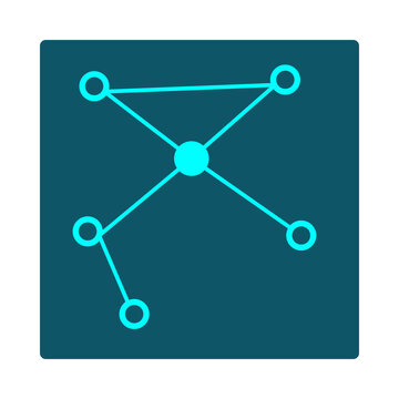 Undirected Graph icon &ndash; hub vertex linked to four nodes, two closing a triangular cycle, circle size scaled to vertex degree, plain arrowless edges.
