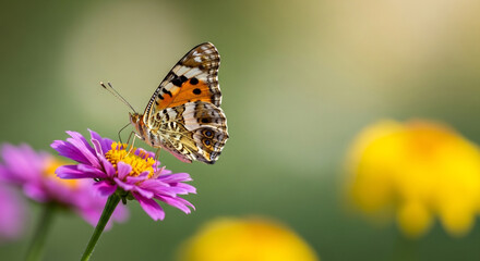 Fototapeta premium Butterfly Resting on a Vibrant Spring Flower