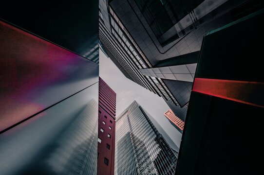 Modern Skyscrapers Framed with Reflections in Otemachi Business District, Tokyo