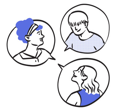 Video conference call. Group of colleague, employees, partners or team members talking. Online meeting or education webinar. People discuss project presentation or planning work or strategy at meet.