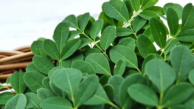 Fresh Moringa Leaves in Natural Light