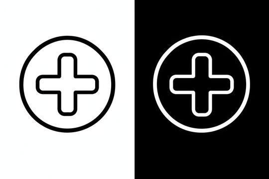 Minimalist plus sign icons for addition and medical interface design