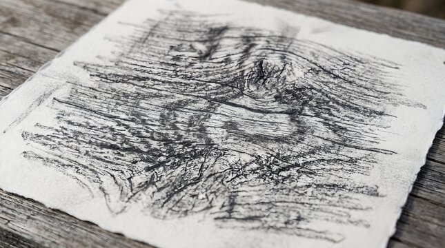 Graphite frottage capturing the grain of weathered wood Background