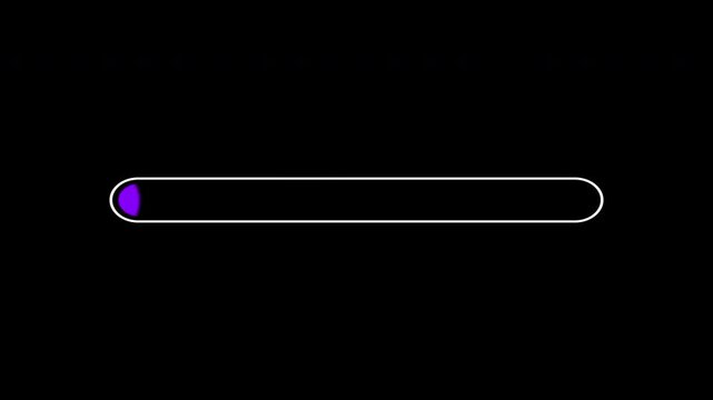 Dual Color Progress Bar Animation on Black Background. Download Progress, Preloader Animation Web Design Template. Seamless Loop Animation in 4K with Alpha Channel.