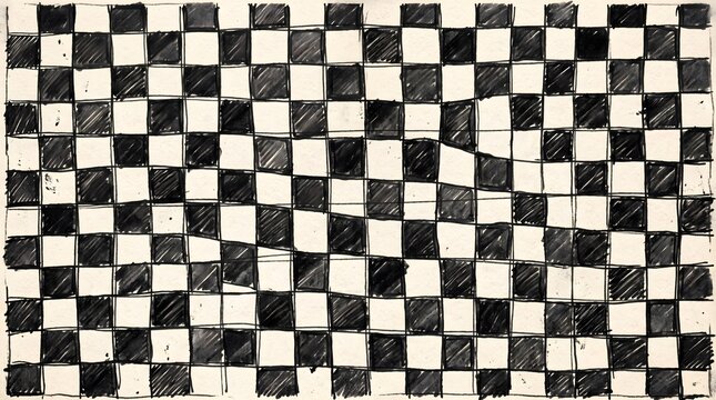 Hand drawn checkerboard with playful irregular squares Background