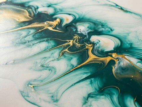 abstract turquoise teal marble fluid with golden veins luxury liquid art background texture