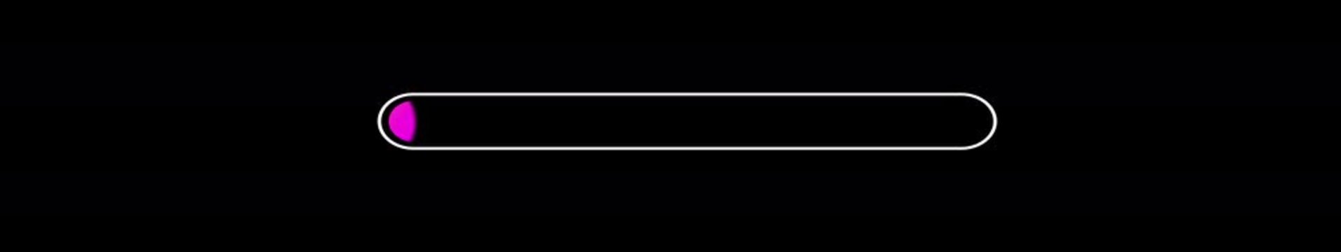Gradient Progress Bar Animation on Black Background. Download Progress, Preloader Animation Web Design Template. Seamless Loop Animation in 4K Ultrawide with Alpha Channel.