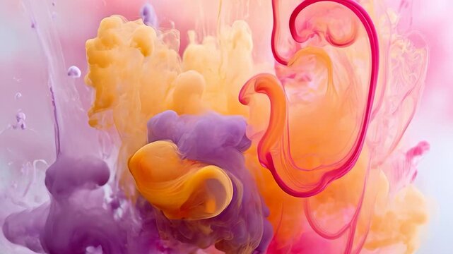 ?Vivid explosion of colorful ink in water creating mesmerizing fluid art