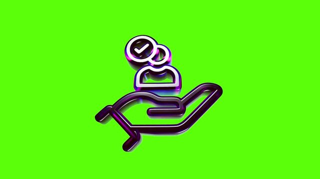 3d metallic user profile icon with a check mark held in an open hand representing customer care and service