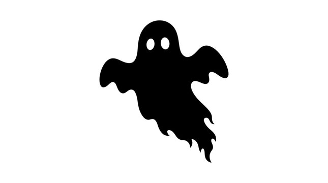 Halloween Cute ghost icon. Spooky cartoon spirit symbol. Halloween party decoration illustration. Black silhouette sheet monster character design. vector