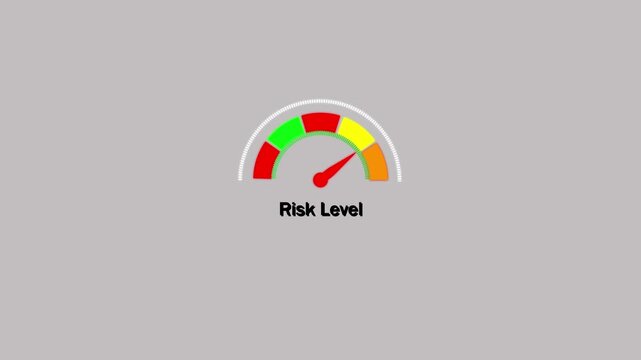 4k,Decibel meter showing medium level with red yellow and green zones.  motion animation on a transparent background alpha channel.