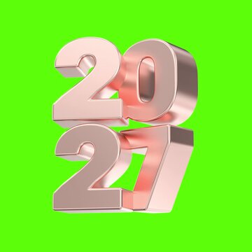 Rose gold metallic 2021 number Green Background