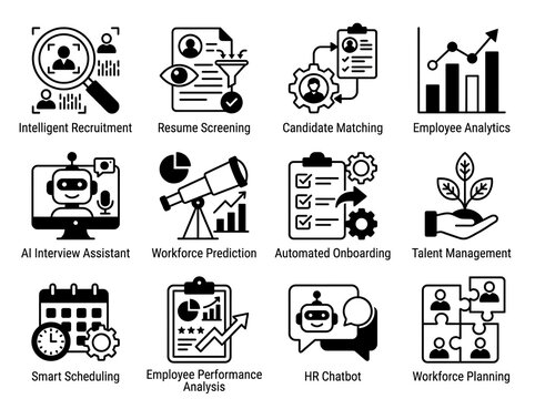 Modern hr and recruitment process infographic icons set
