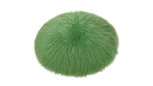Green Faux Fur Pom Pom Set with White Background - Textured Soft Hairballs