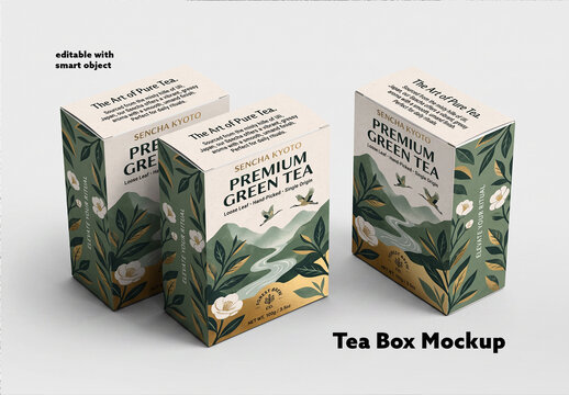 Green Tea Box Mockup