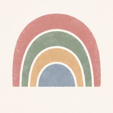 Abstract minimalist pastel rainbow illustration, Scandinavian style nursery art, bohemian earthy tones wall decor design