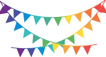 Fototapeta premium Collection of Colorful Bunting Pennant Flags Vector Set for Birthday Party Decoration, Rainbow Festival Garland, Celebration Banner Elements, Carnival Pennants and Event Background Graphics
