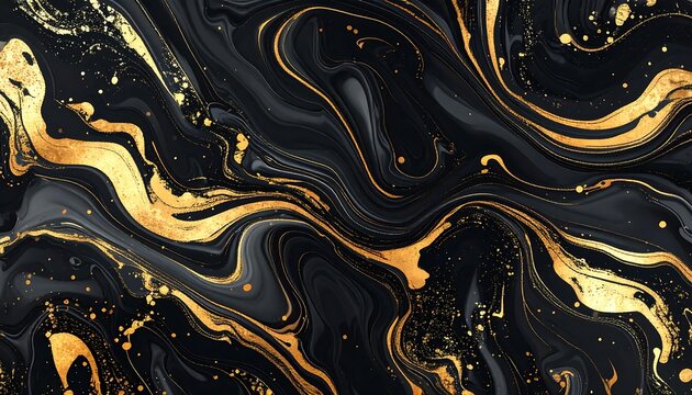 Abstract black and yellow swirling smoke background.