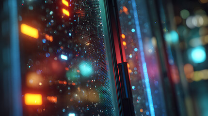 Fototapeta premium Floating streams of anonymous source code in a digital environment