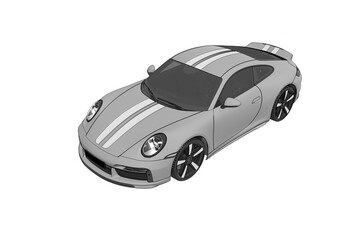 Fototapeta premium car isolated on white background, 3d illustration, cg render 