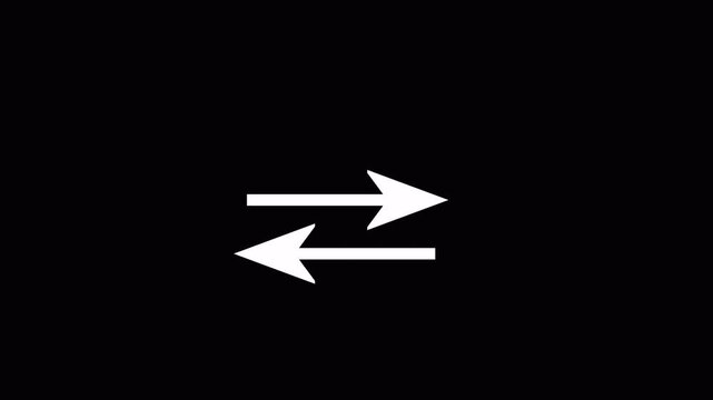 swap icon, Transfer arrows outline icon. linear style sign for mobile concept and web design. Left right arrows simple line icon animation black background 4k.