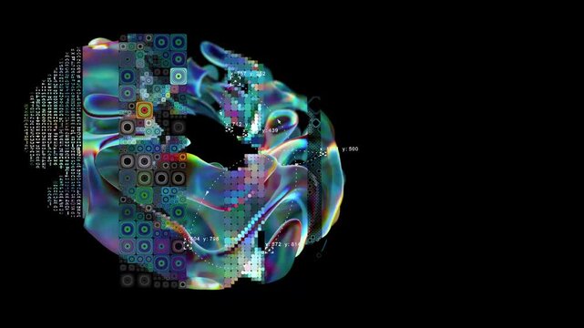 A looping 3D animation. An abstract animation on the topic of the technological process of solving analytical problems.