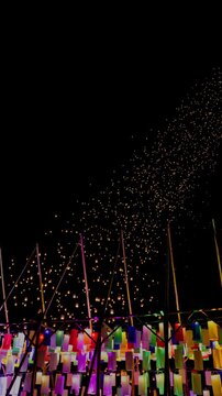 Tourist floating sky lanterns in Loy Krathong festival , Chiang Mai ,Thailand.