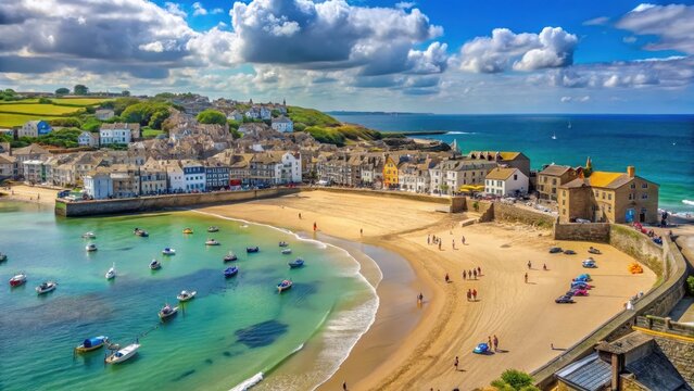 Port and the popular beach of st ives