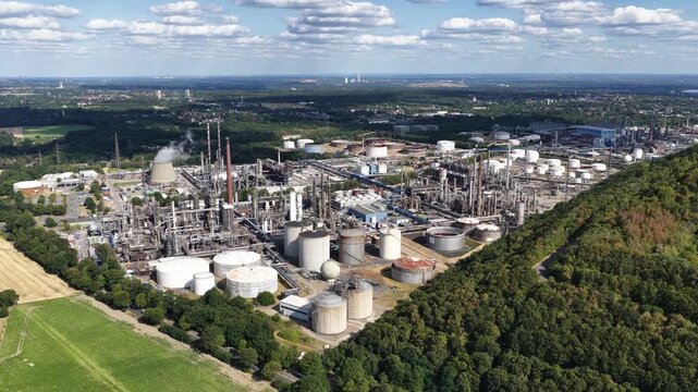 Aerial View of Ruhr Oel Refinery Scholven in Gelsenkirchen