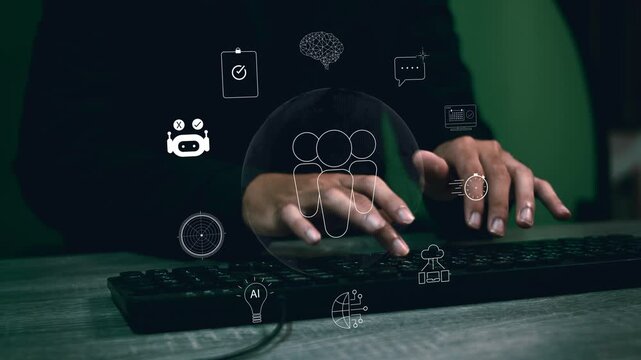 Human resource and team management concept, digital team icon, representing employee data system, workforce management, business connection, leadership and talent analytics.