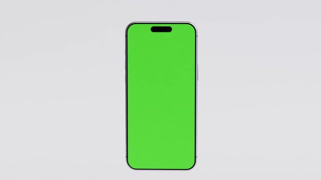 Modern Smartphone Green Screen Mockup on White Background