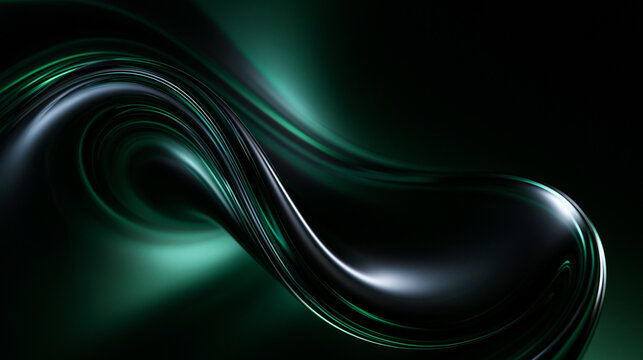 Abstract Futuristic Dark Green Flowing Liquid Wave Background