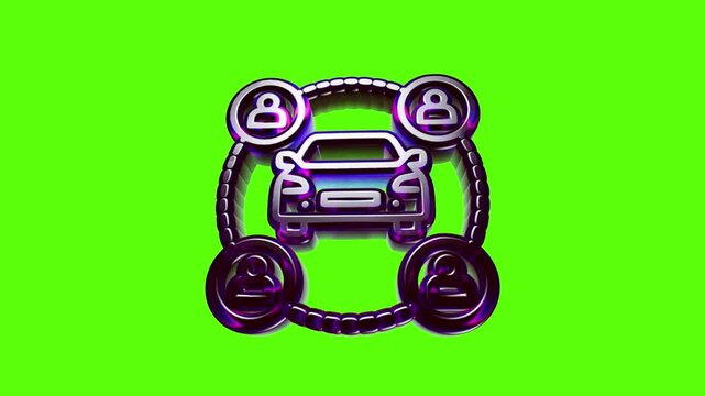 Car sharing icon with people symbols representing ride service and transportation concept for mobile app