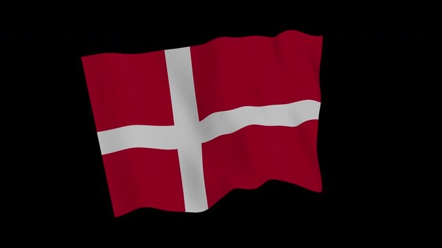 Dynamic Seamless Denmark National Flag Loop Alpha Channel