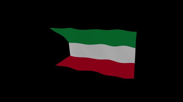 Authentic Studio Kuwait National Flag Loop Alpha Channel