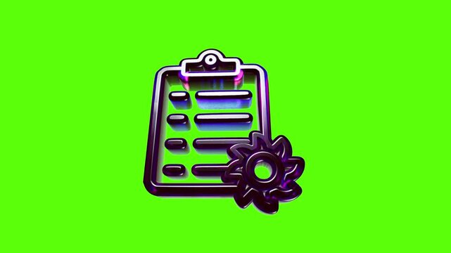 Shiny metallic clipboard icon with a gear symbol representing task management and business process settings