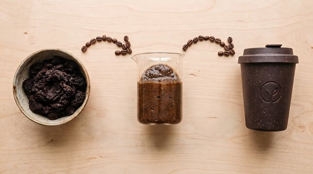 Coffee grounds are transformed into a sustainable cup.