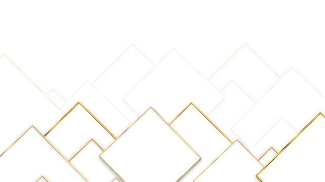 Minimal bright geometric squares with thin gold outlines create a clean luxury background with ample space. Perfect for wedding titles, premium branding, product promos, invitations and presentations.