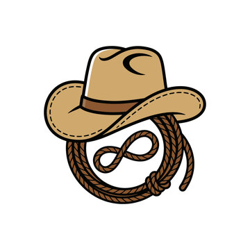 Cowboy hat with small rope loop detail.