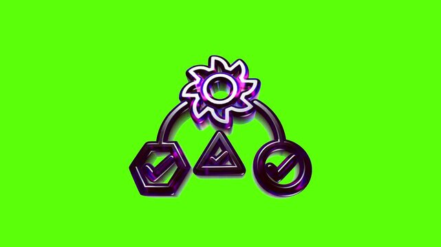 Black metallic gear and check mark icon representing efficient business process management and quality control