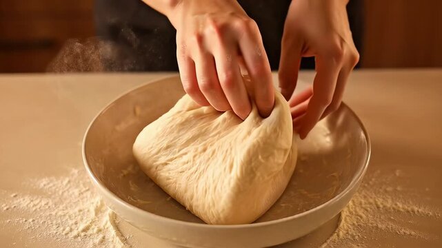 ?Kneading dough with expert hands for perfect homemade bread