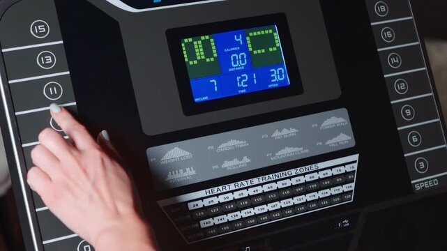 digital console screen of elliptical cross trainer machine or treadmill