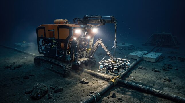 Advanced Underwater Robot Collecting Samples in Deep Sea Environment with Bright Lights